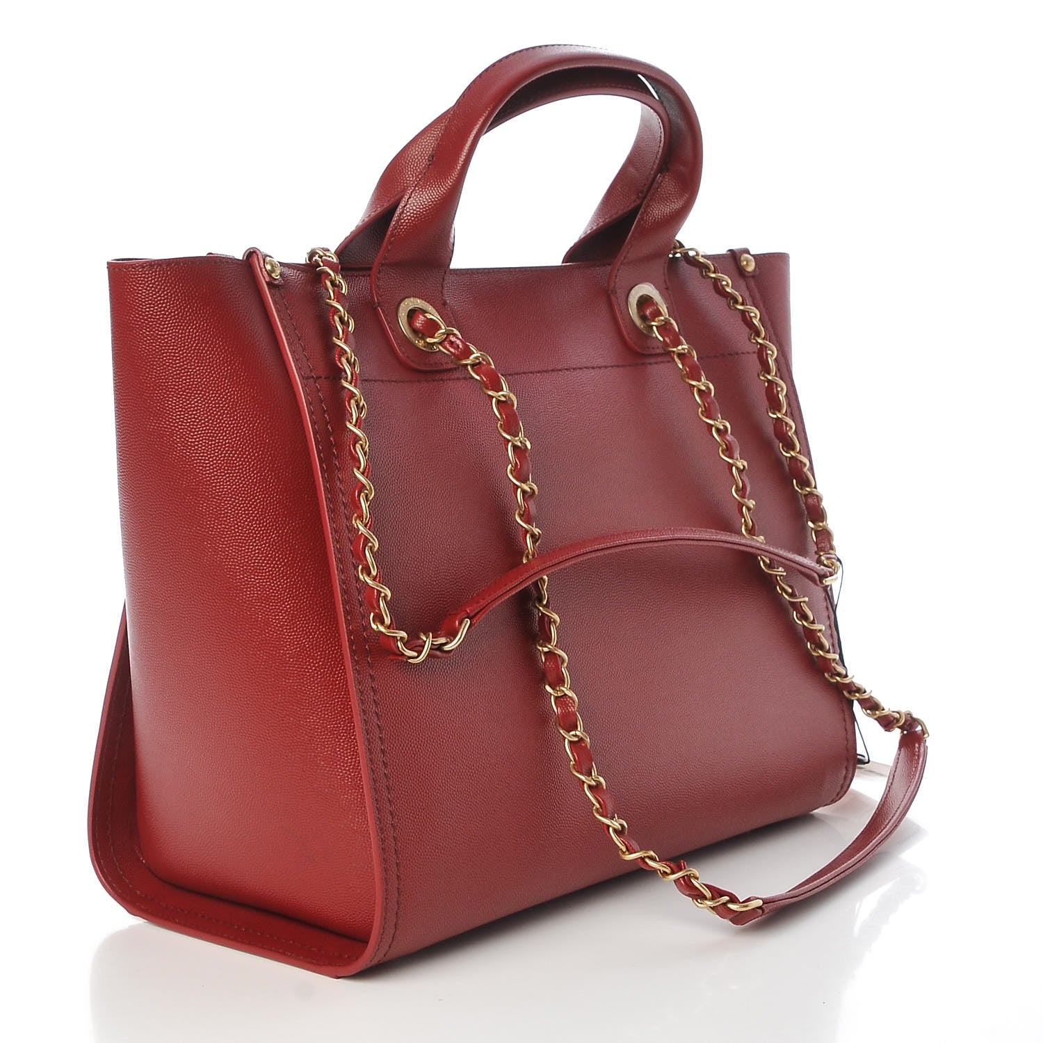 Chanel Caviar Small Studded Deauville Tote Burgundy 4 of 9