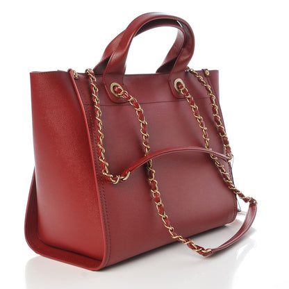 Chanel Caviar Small Studded Deauville Tote Burgundy 4 of 9