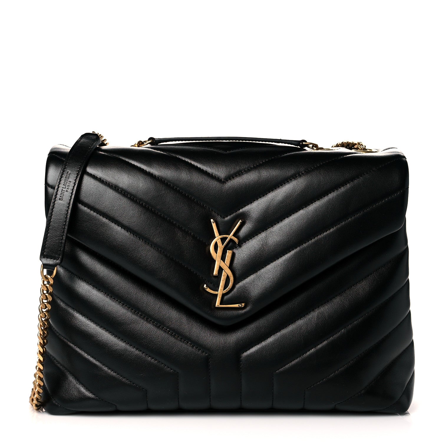 Saint Laurent Calfskin Y Quilted Monogram Medium Loulou Chain Satchel Black 1 of 10