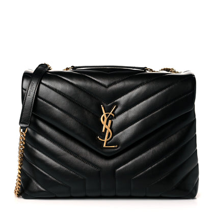Saint Laurent Calfskin Y Quilted Monogram Medium Loulou Chain Satchel Black 1 of 10