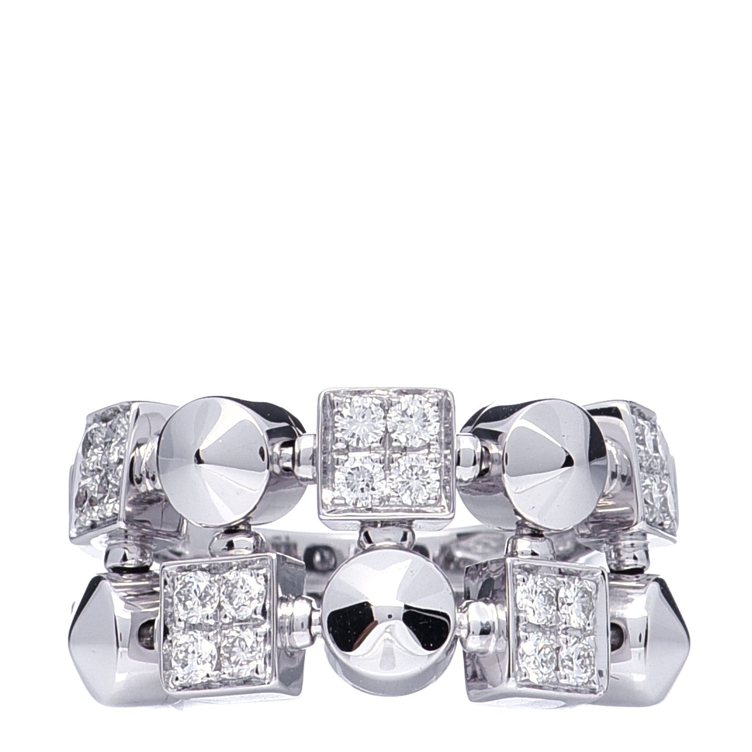 Bulgari 18K White Gold Diamond Lucia Ring 48 4.25 1 of 6