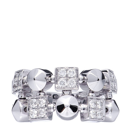 Bulgari 18K White Gold Diamond Lucia Ring 48 4.25 1 of 6