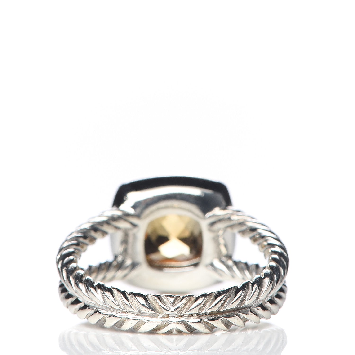 David Yurman Sterling Silver Diamond Citrine 7mm Petite Albion Ring 53 6.25 4 of 5