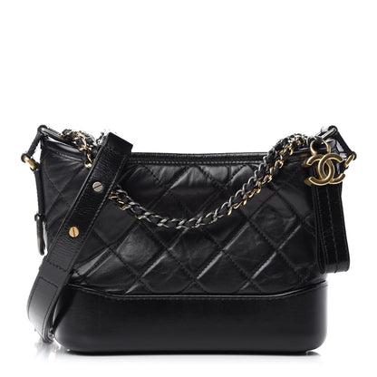 Chanel Aged Calfskin Quilted Small Gabrielle Hobo Black 1 of 10
