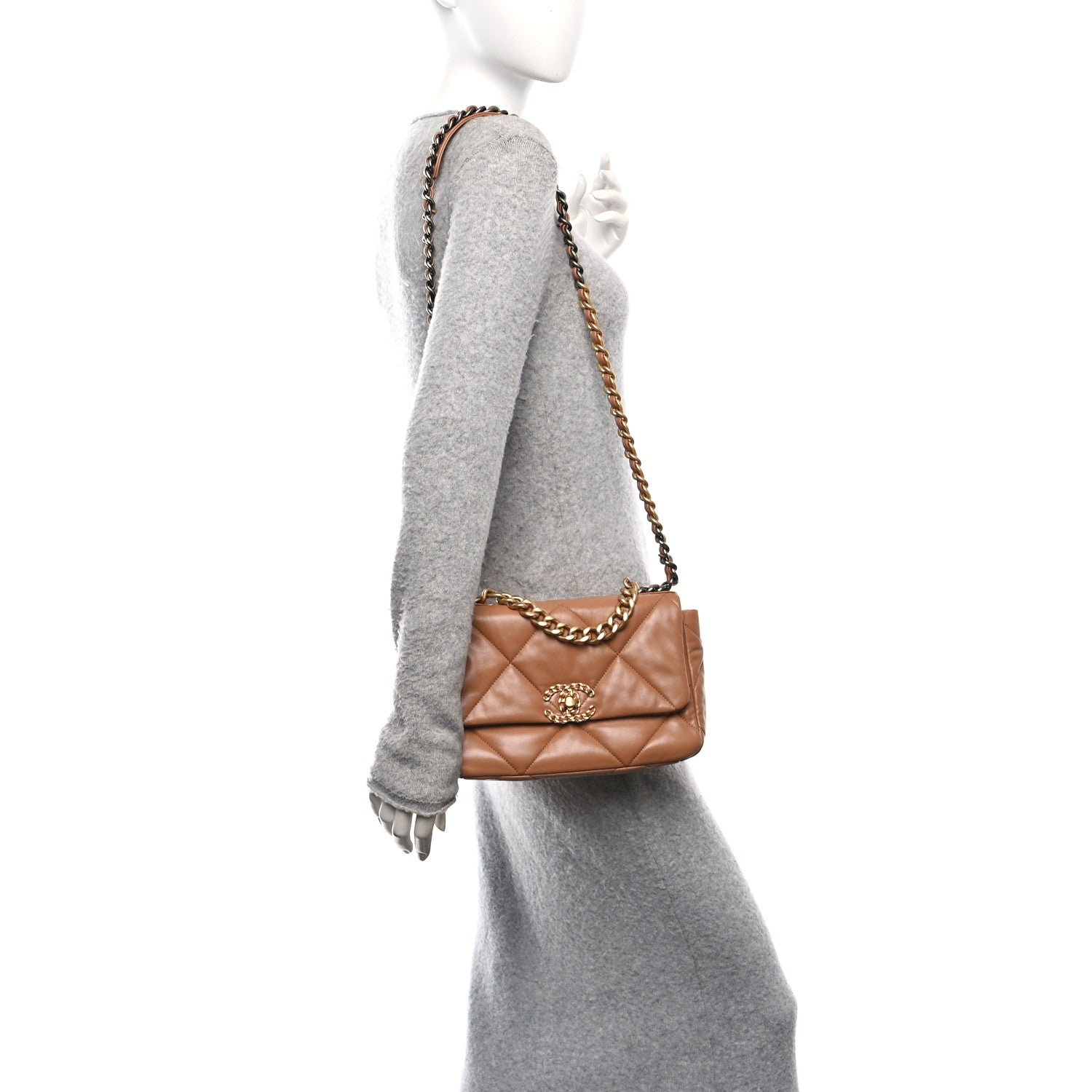 Chanel Lambskin Quilted Medium Chanel 19 Flap Brown 2 of 10