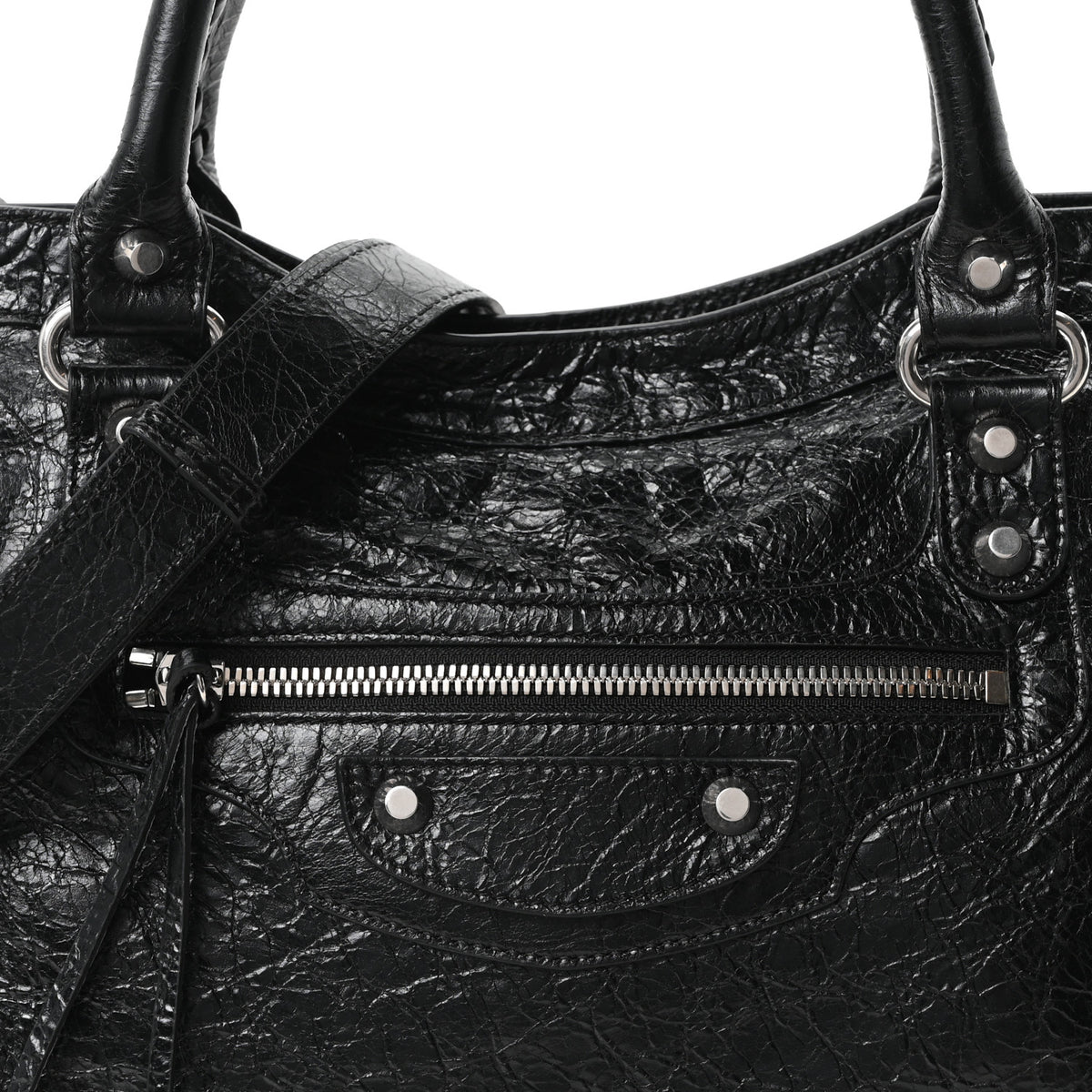 Balenciaga Agneau Arena Silver Hardware Medium Le City Black 8 of 10