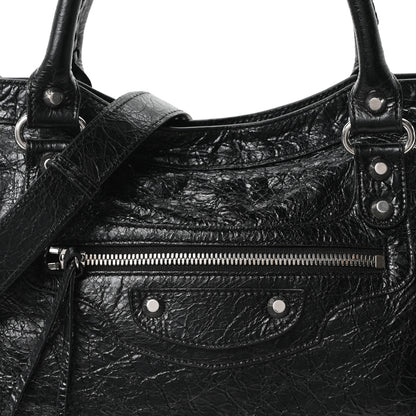 Balenciaga Agneau Arena Silver Hardware Medium Le City Black 8 of 10