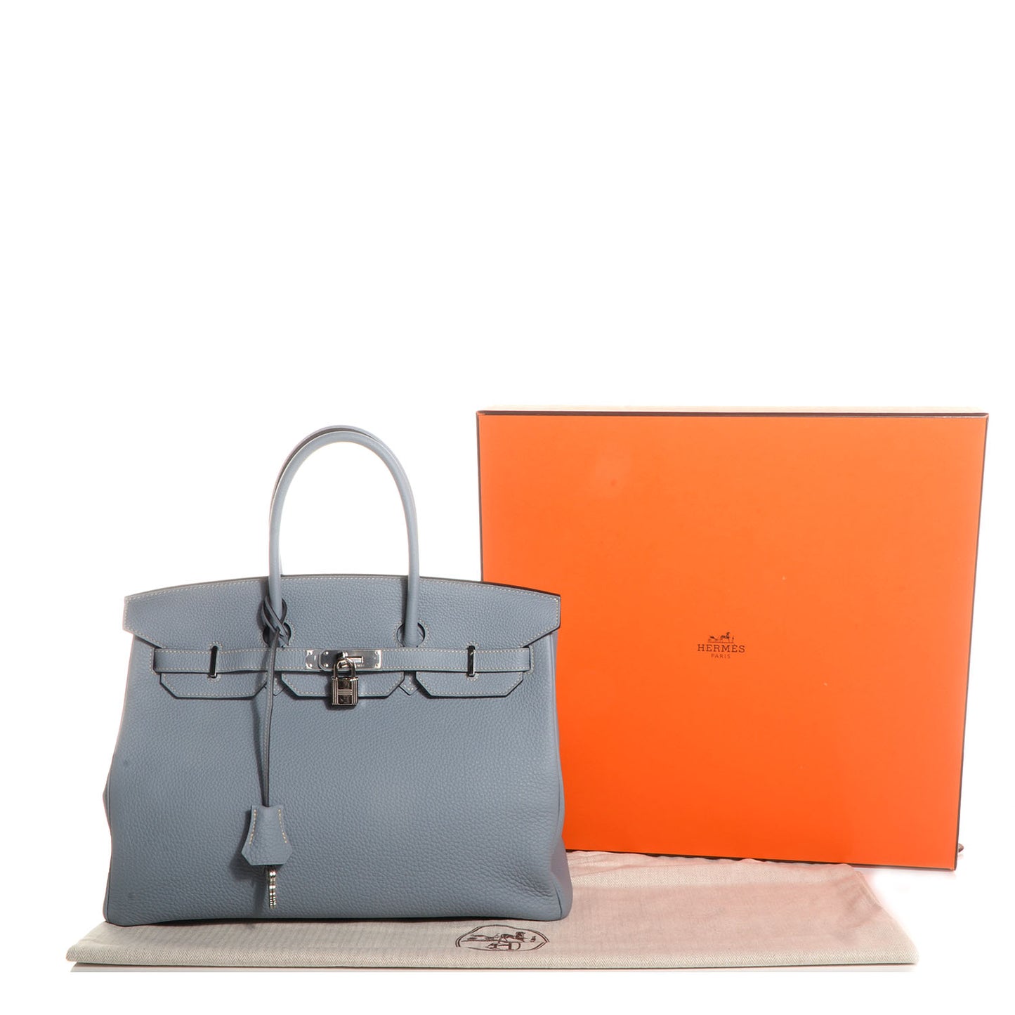 Togo Birkin 35 Bleu Lin