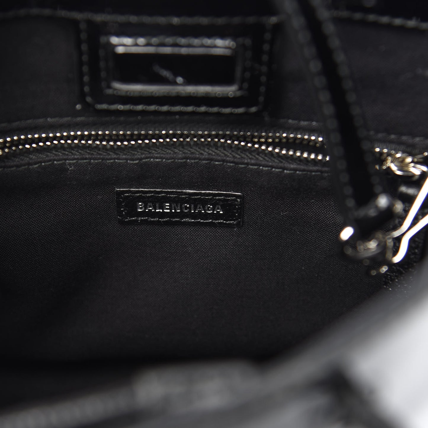 Patent Calfskin Logo Shopping Tote XXS Black