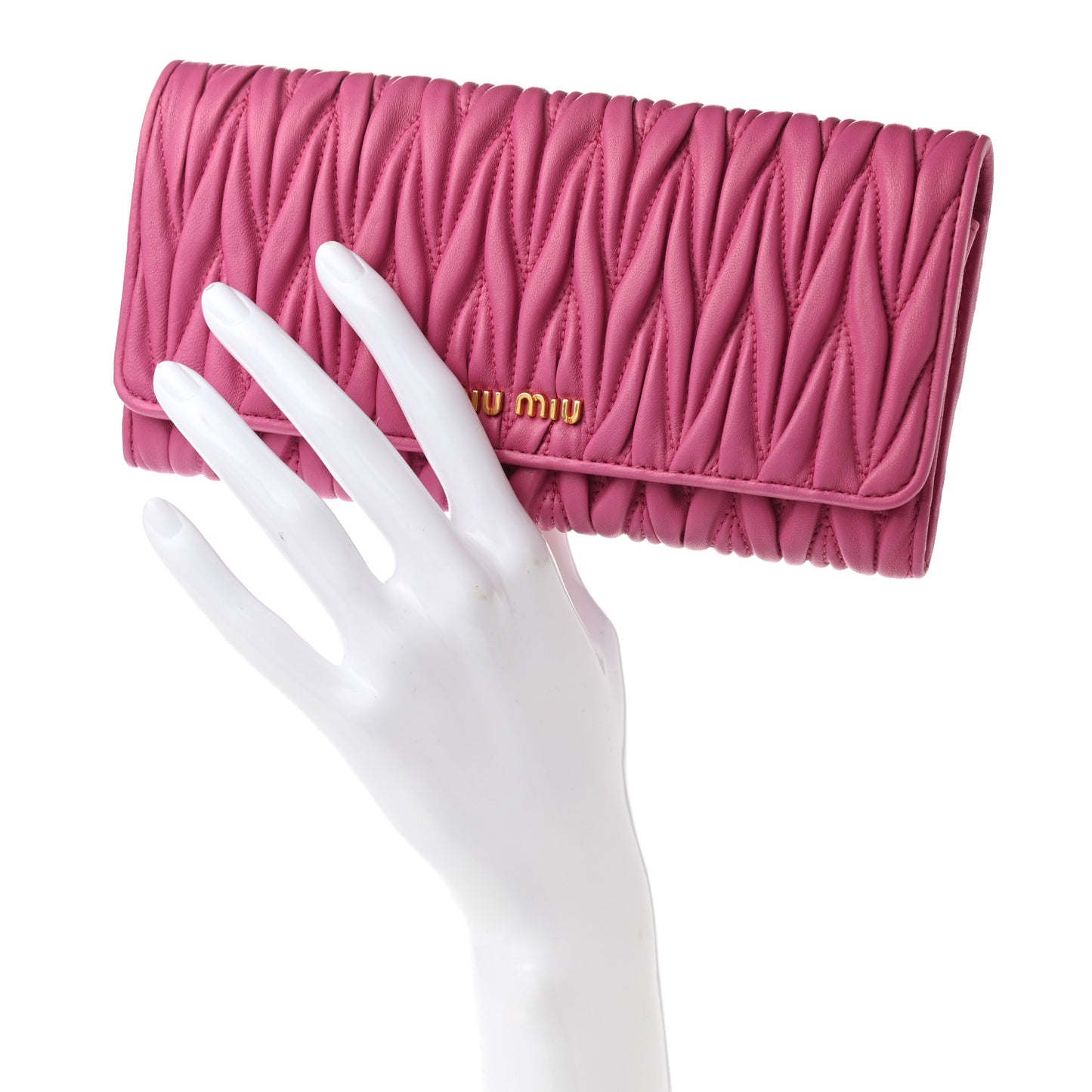 Nappa Matelasse Flap Wallet Fuxia