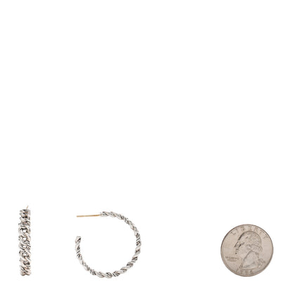 David Yurman Sterling Silver Belmont Curb Link Hoop Earrings 2 of 4