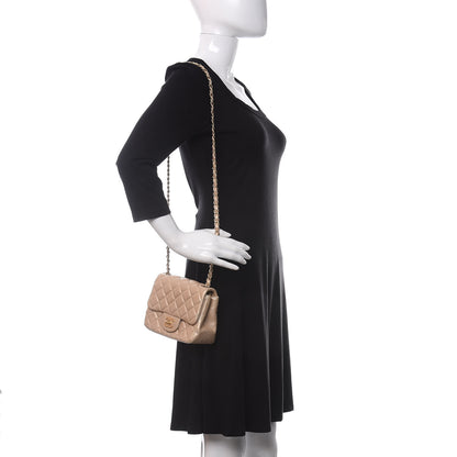 Chanel Metallic Lambskin Quilted Mini Square Flap Light Gold 2 of 11