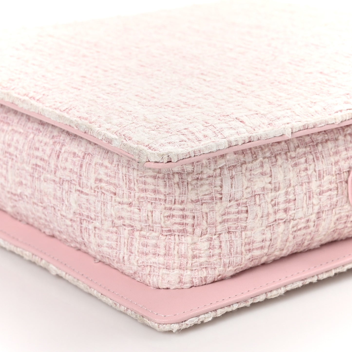 Tweed Zip Tote Pink White