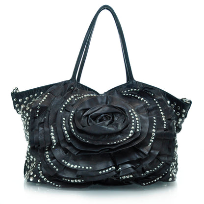 Valentino Garavani Leather Studded Petale Tote Black 1 of 12