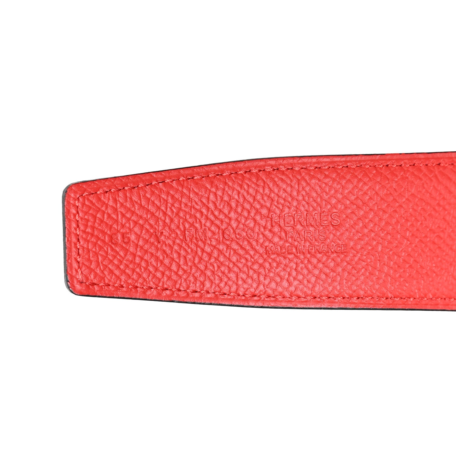 Hermes Epsom 32mm Guilloche H Belt 85 34 Rose Confetti Rouge Tomate 3 of 4