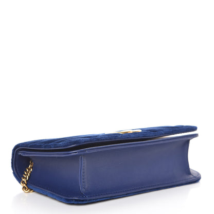 Gucci Velvet Matelasse GG Marmont Mini Bag Cobalt Blue 4 of 11