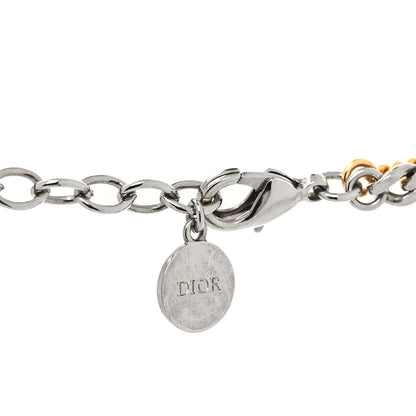 Christian Dior Metal Crystal CD Star Chain Necklace Gold Silver 4 of 4