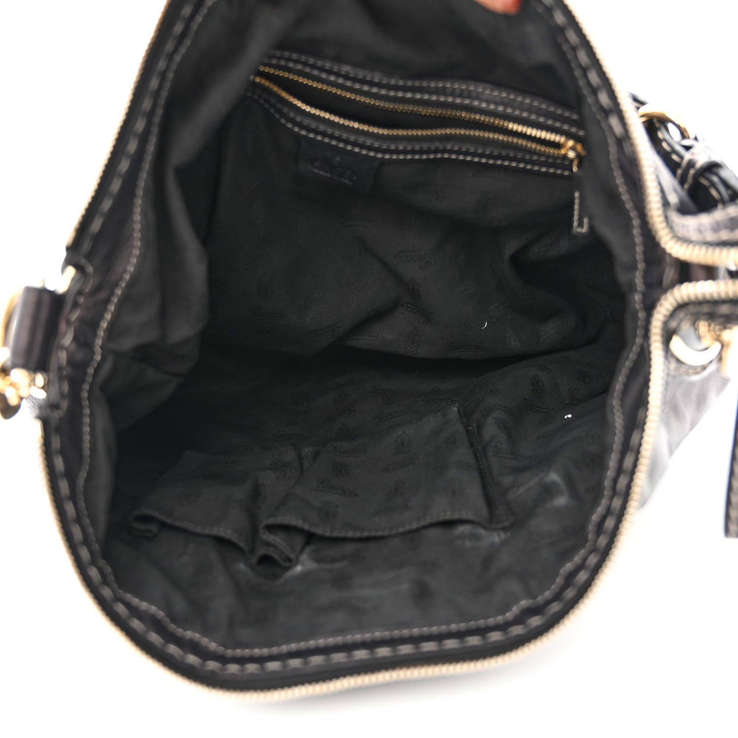 Gucci Calfskin Crest Boule Hobo Black 5 of 15