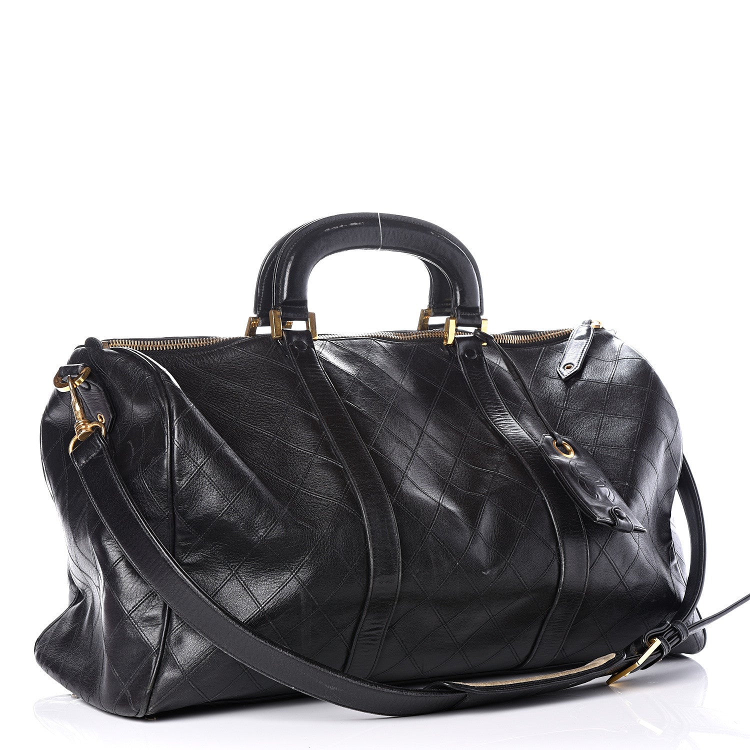 Chanel Calfskin Stitched Duffel Bag Black 2 of 21
