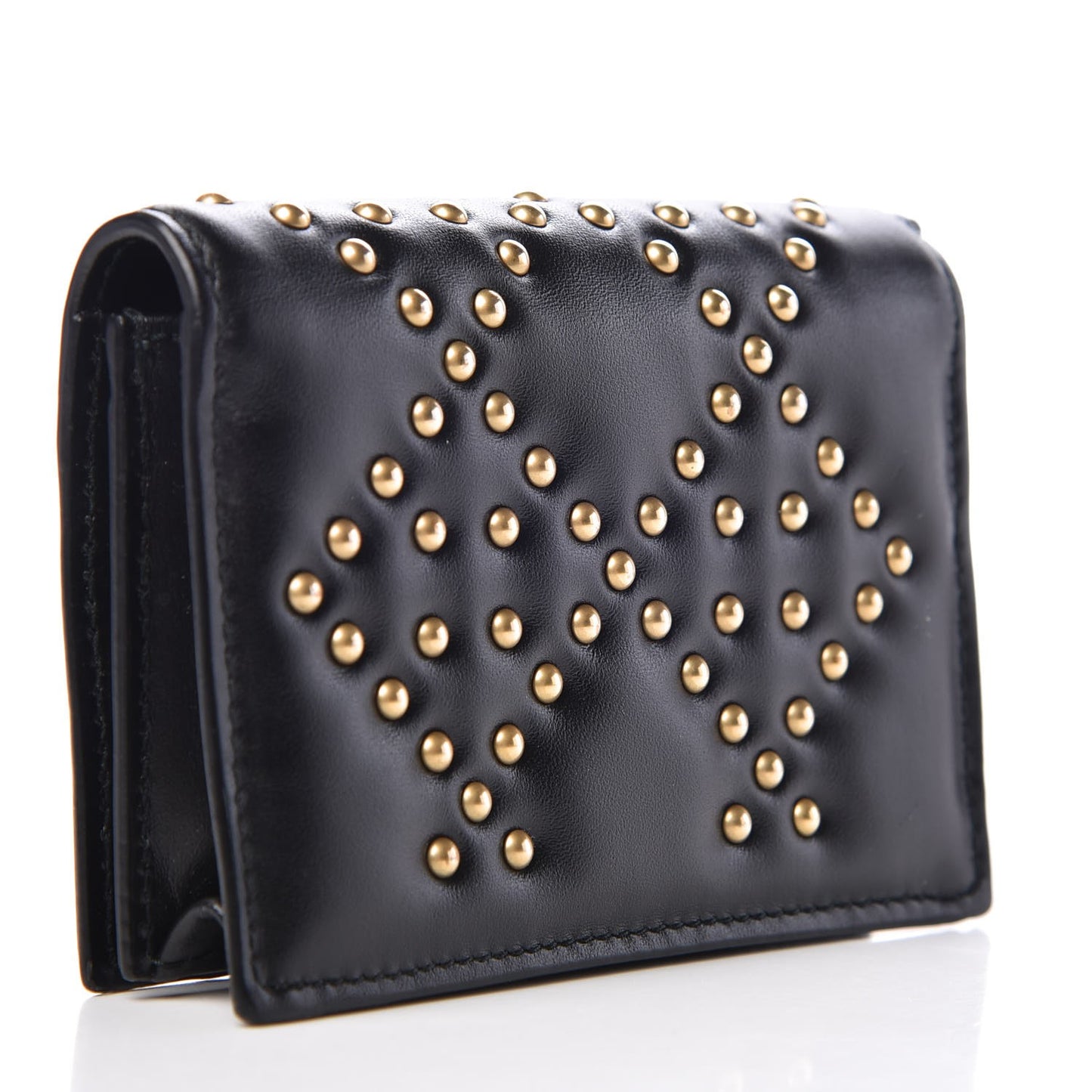 Lambskin Cannage Studded Lady Dior Card Holder Black
