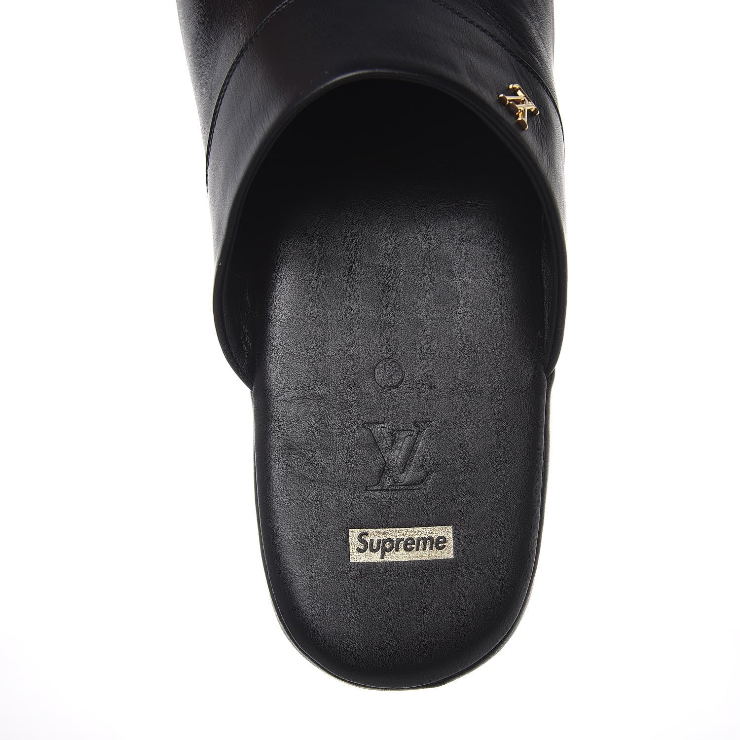 Louis Vuitton X SUPREME Lambskin Mens Hugh Slippers 7 Black 6 of 8