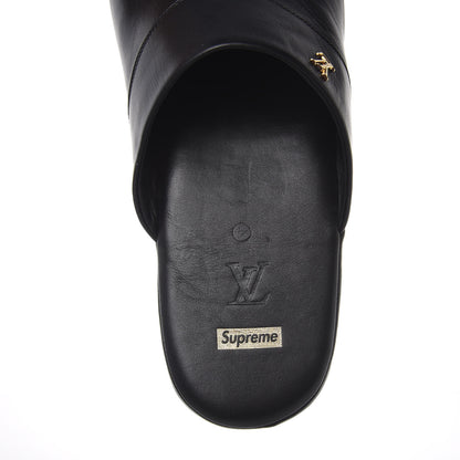 Louis Vuitton X SUPREME Lambskin Mens Hugh Slippers 7 Black 6 of 8