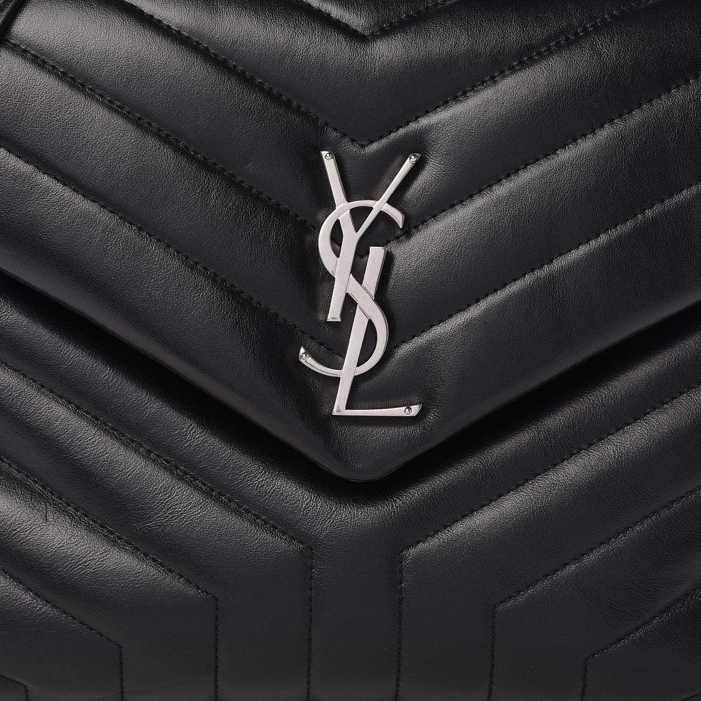 Calfskin Y Quilted Monogram Medium Loulou Chain Satchel Black