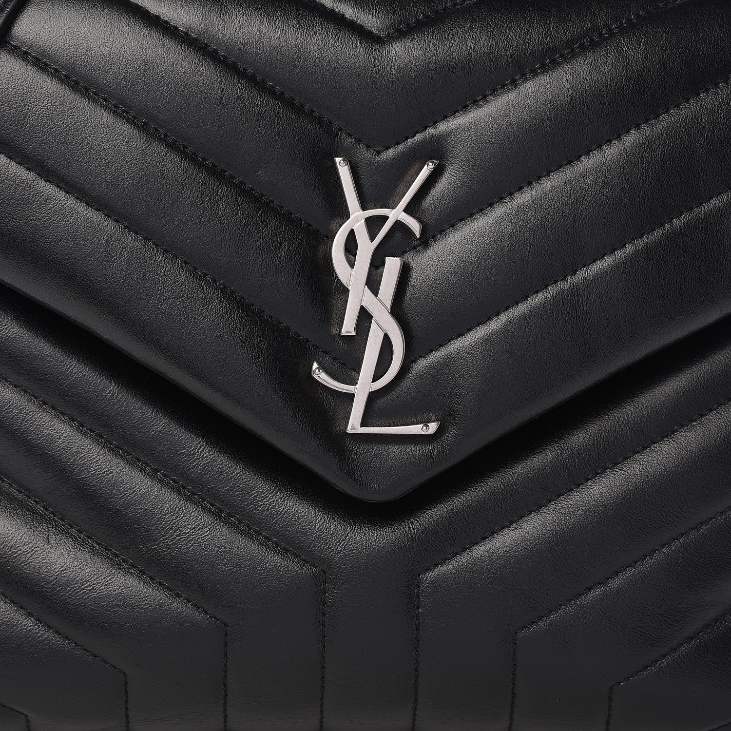 Saint Laurent Calfskin Y Quilted Monogram Medium Loulou Chain Satchel Black 9 of 16