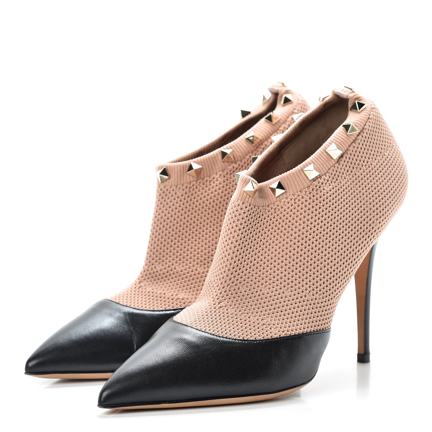 Nappa Knit Rockstud 105mm Sock Booties 39 Black