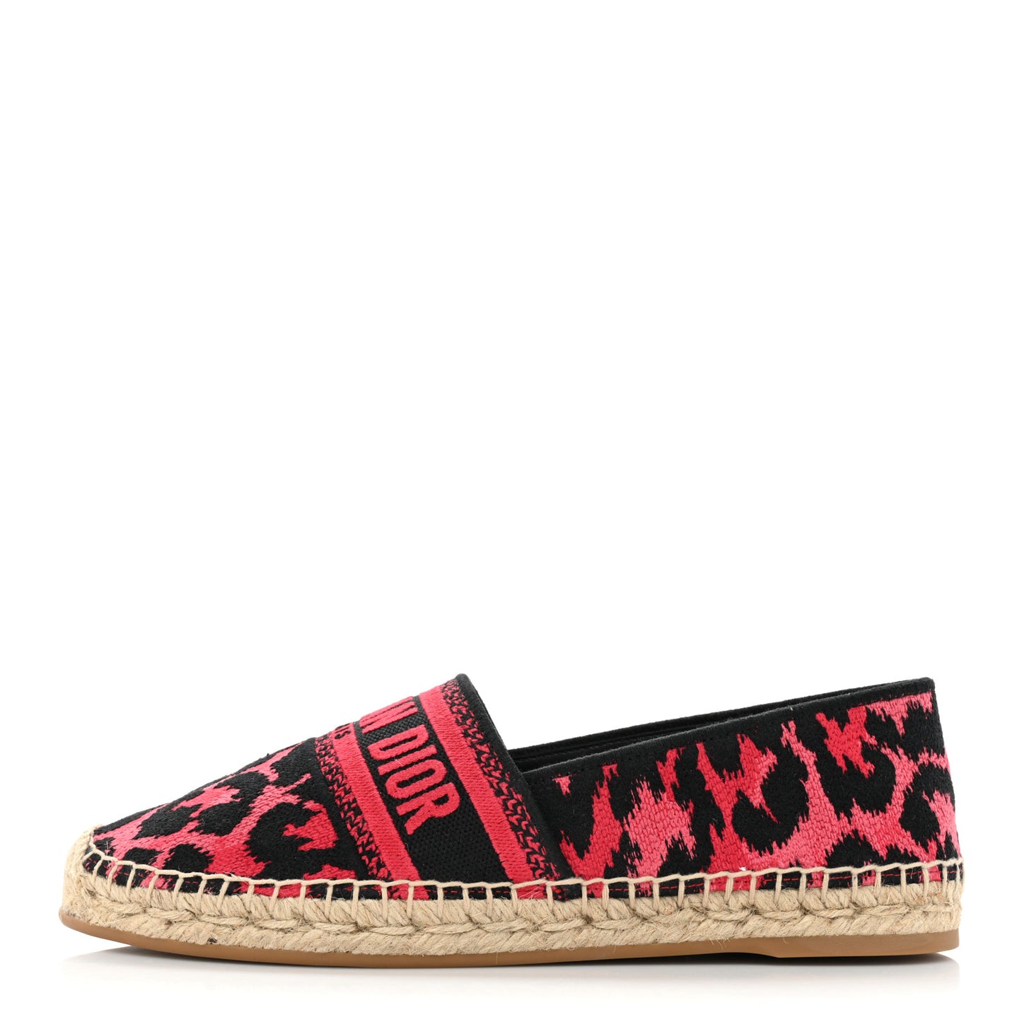 Cotton Embroidered Leopard Print Granville Espadrille 39 Red