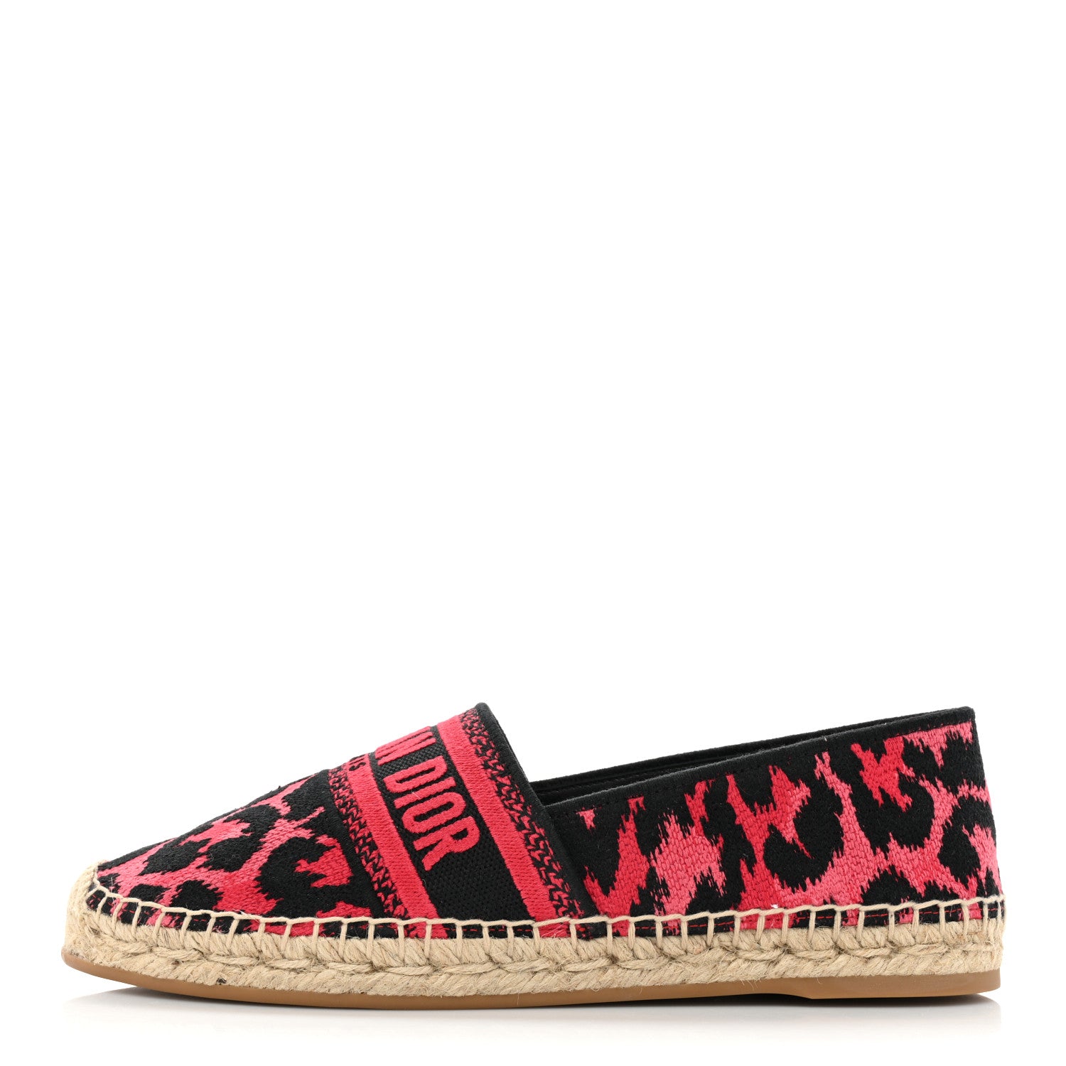 Christian Dior Cotton Embroidered Leopard Print Granville Espadrille 39 Red 1 of 10
