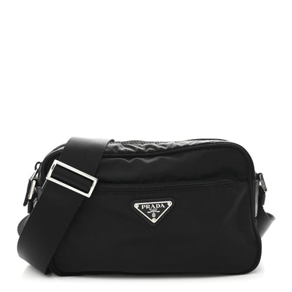 Prada Re-Nylon Vela Saffiano Pocket Double Zip Shoulder Bag Black 1 of 10