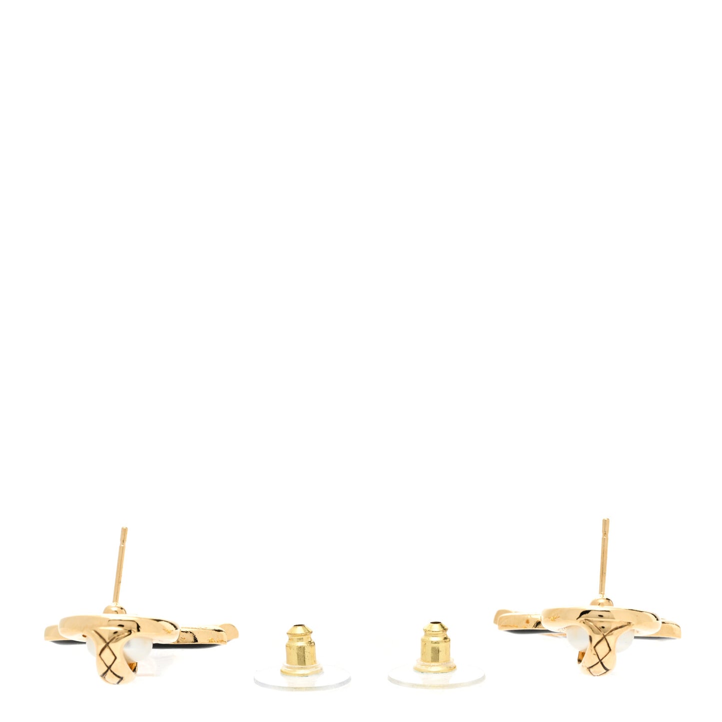 Pearl Resin CC Drop Earrings Gold Black