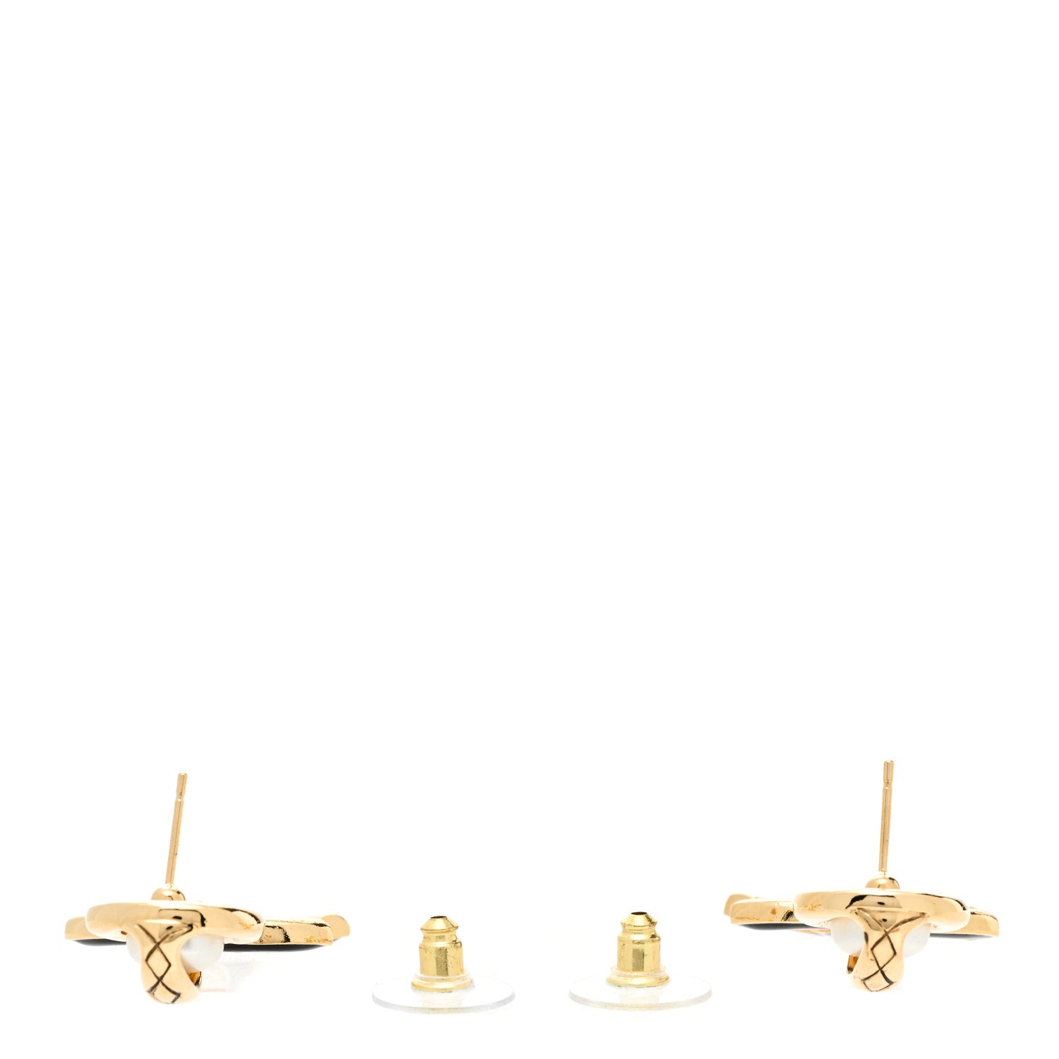 Chanel Pearl Resin CC Drop Earrings Gold Black 3 of 5