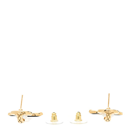 Chanel Pearl Resin CC Drop Earrings Gold Black 3 of 5