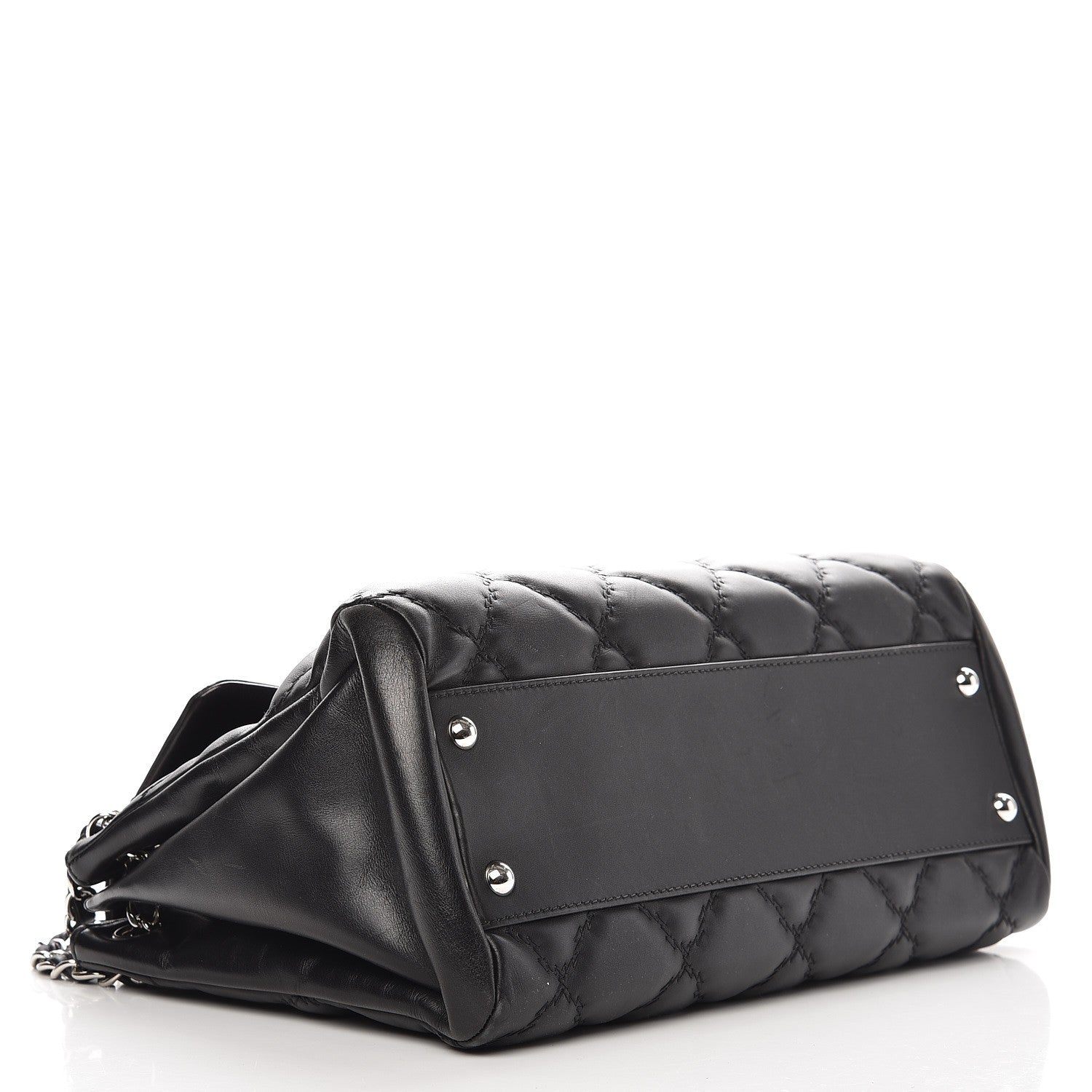 Chanel Calfskin Double Stitch Large Hamptons Flap Bag Black 4 of 16