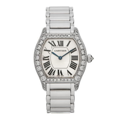 Cartier 18K White Gold Diamond Bezel 28mm Tortue Francaise Manual Winding Watch 1 of 5