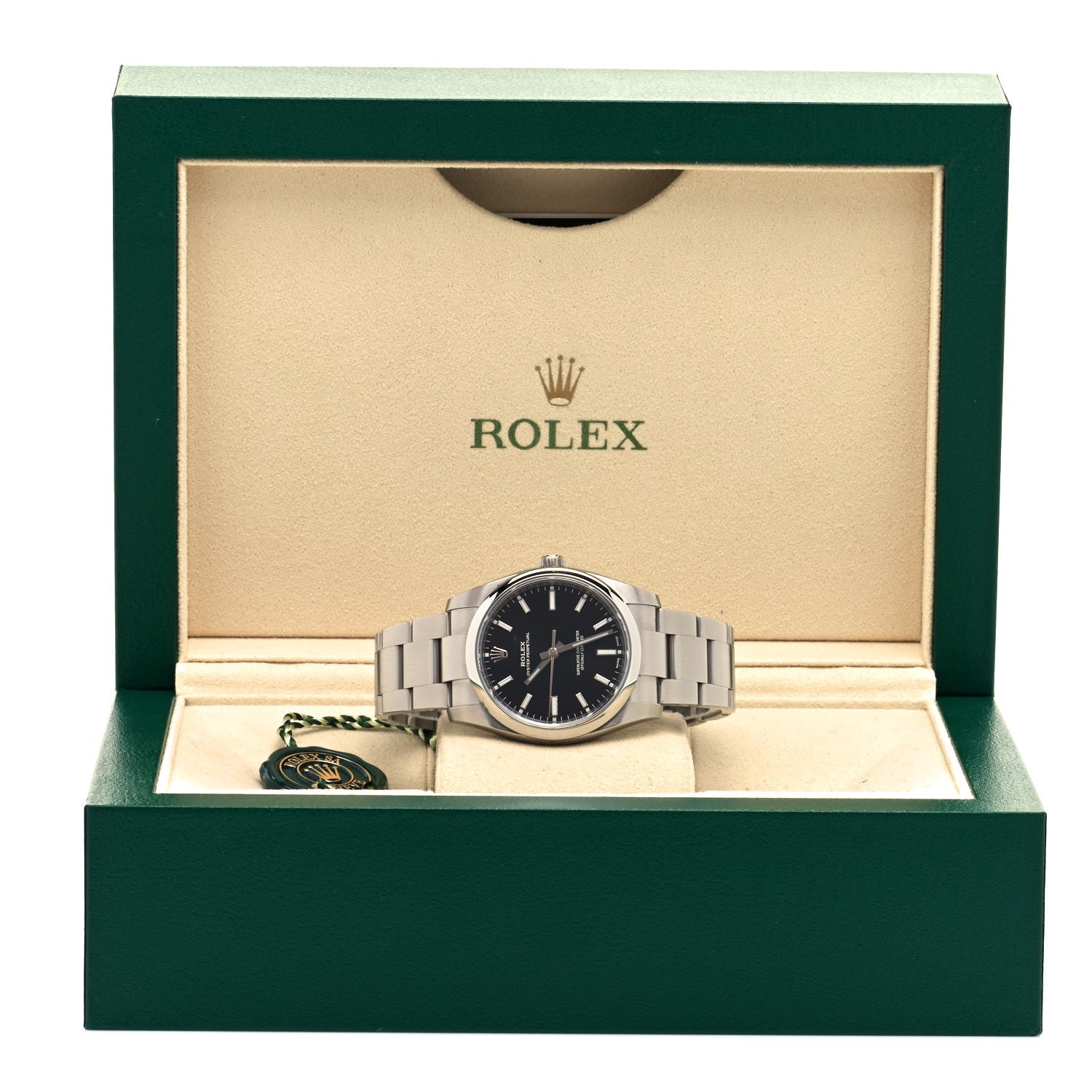 Rolex Stainless Steel 34mm Oyster Perpetual Watch Black 114200 5 of 5