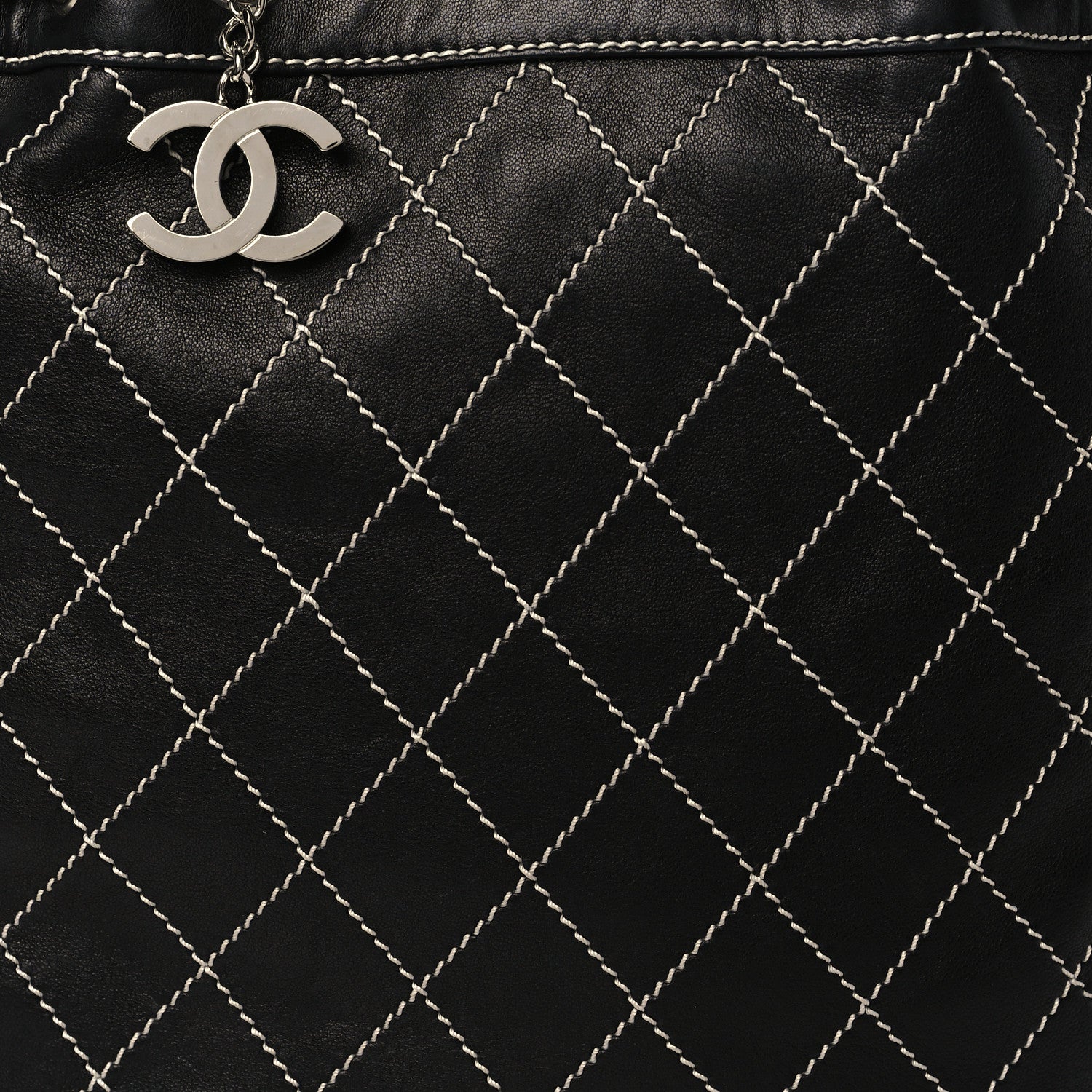 Chanel Lambskin Contrast Stitch Shoulder Bag Black 8 of 10