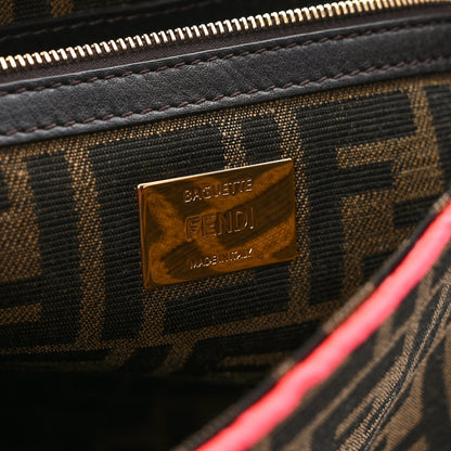 Fendi Fabric Jacquard FF 1974 Large Baguette Tobacco Moro Fuxia Fluo 6 of 9