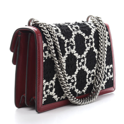 Gucci Tweed GG Monogram Small Dionysus Shoulder Bag Black White Romantic Cherry 3 of 11