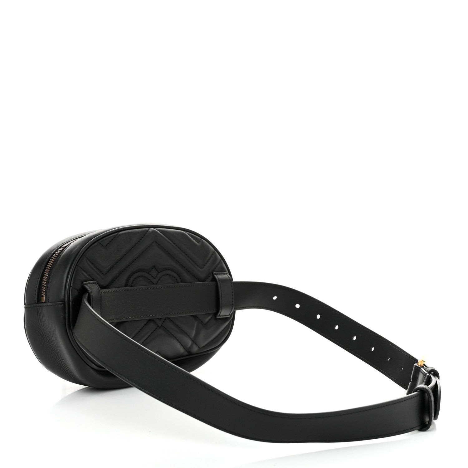 Gucci Calfskin Matelasse GG Marmont Belt Bag 85 34 Black 3 of 10