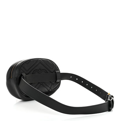 Gucci Calfskin Matelasse GG Marmont Belt Bag 85 34 Black 3 of 10