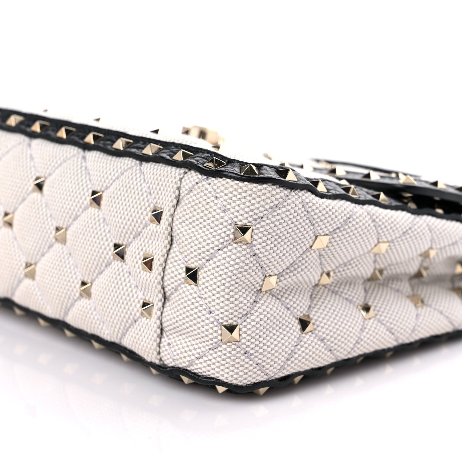 Valentino Garavani Canvas Medium Rockstud Spike Shoulder Bag Ivory 8 of 13