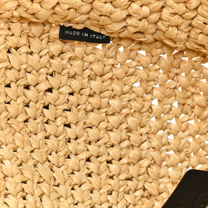 Prada Yarn Raffia Effect Crochet Embroidered Logo Tote Naturale 7 of 11