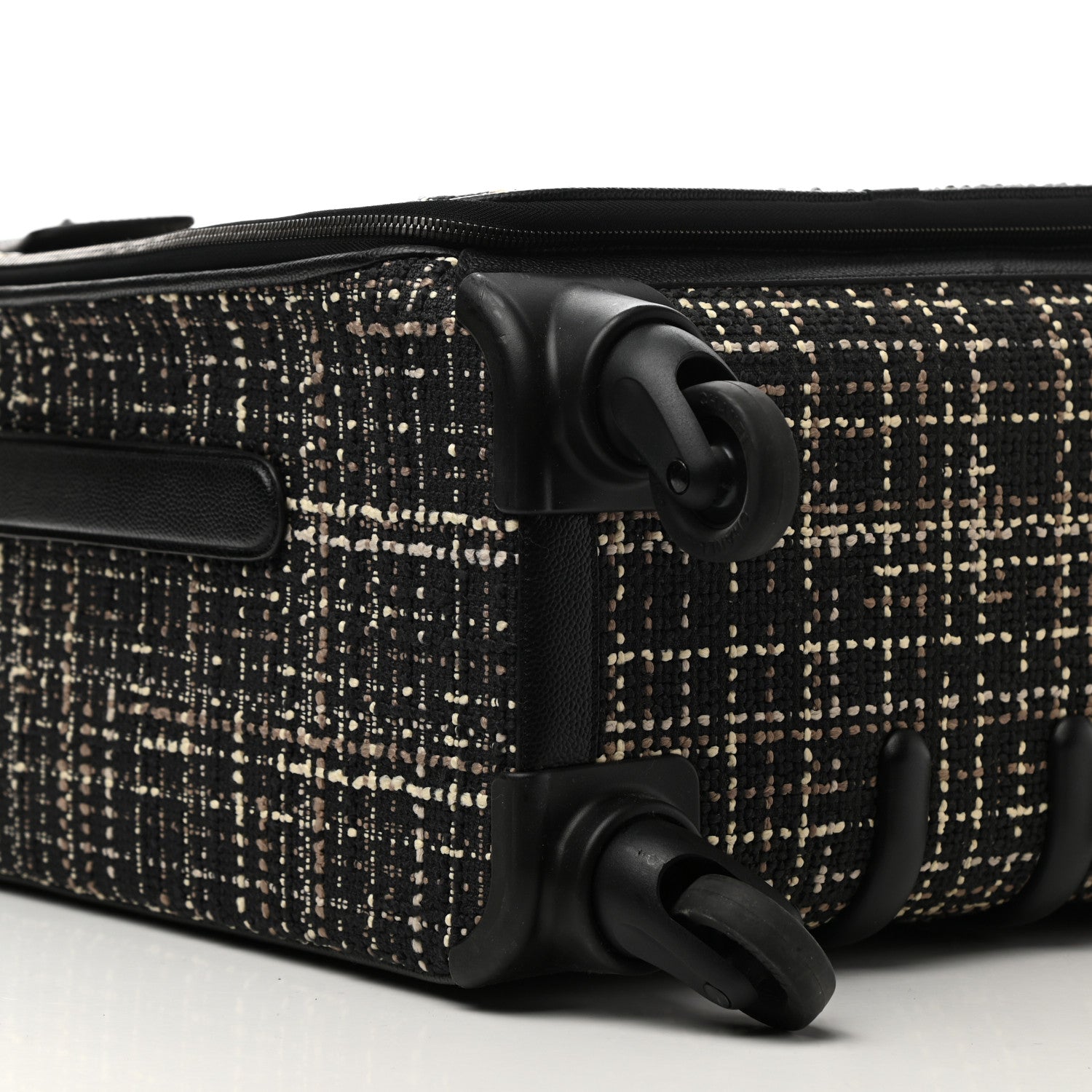 Chanel Tweed Calfskin Quilted Coco Case Trolley Rolling Luggage Black 7 of 8