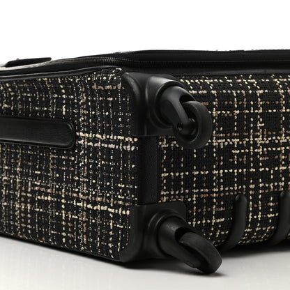 Chanel Tweed Calfskin Quilted Coco Case Trolley Rolling Luggage Black 7 of 8