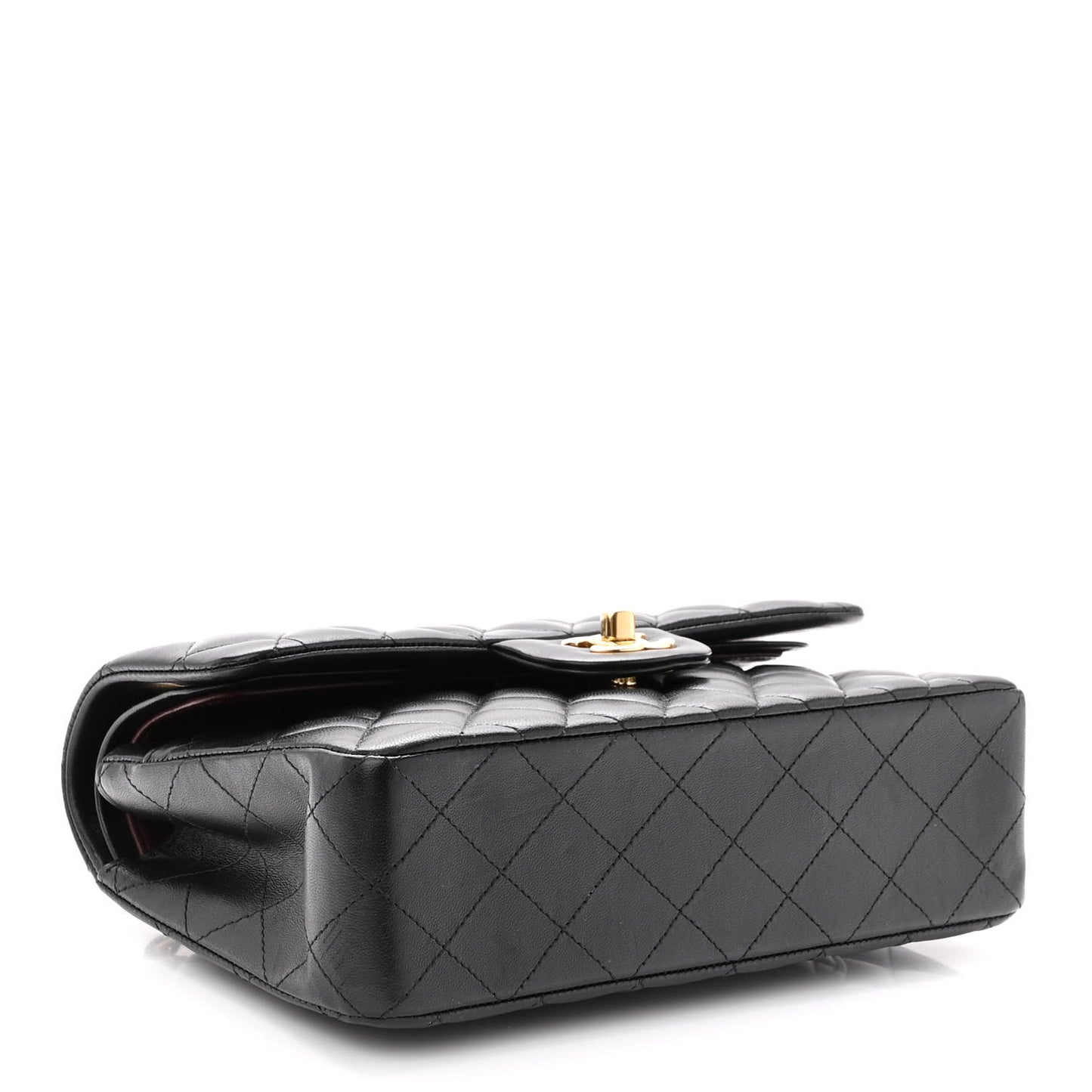 Lambskin Quilted Small Double Flap Black