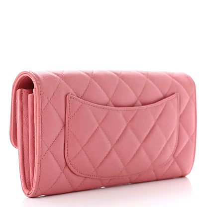 Chanel Caviar Quilted Large Gusset Flap Wallet Pink 3 of 10
