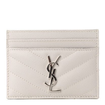 Saint Laurent Grain De Poudre Matelasse Chevron Card Case Granite 1 of 7